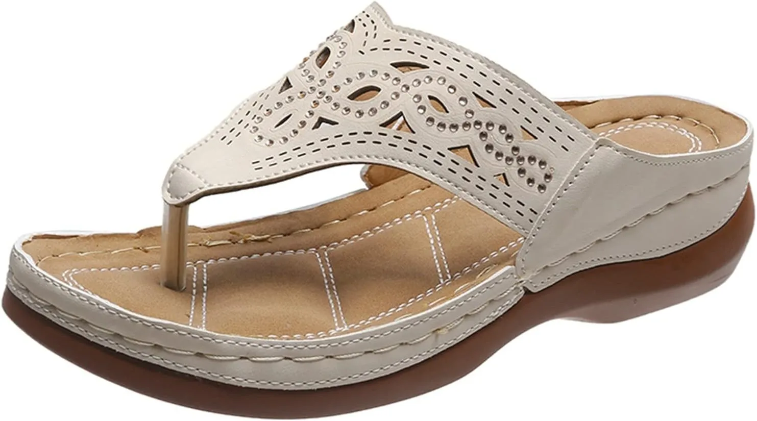 Orthopedic Sandals for Women, 2025 Summer Shoes Dressy Comfortable Arch Support Wedge Non Slip Flip Flops Breathable Mesh Hollow Sports Non-Slip Flip-Flops Casual Open Toe Orthotic Cushion