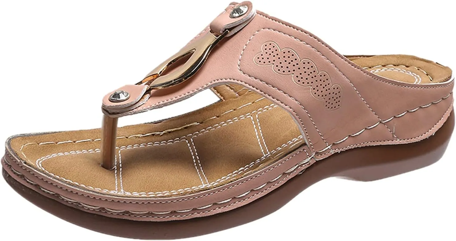 Orthopedic Sandals for Women Cushion Orthopedic Flip Flops Women Sandals for Women Dressy Summer Heel Orthotic Ladies Dress Sandals Low Heel Orthopedic Arch Support Sandals for Women 2025