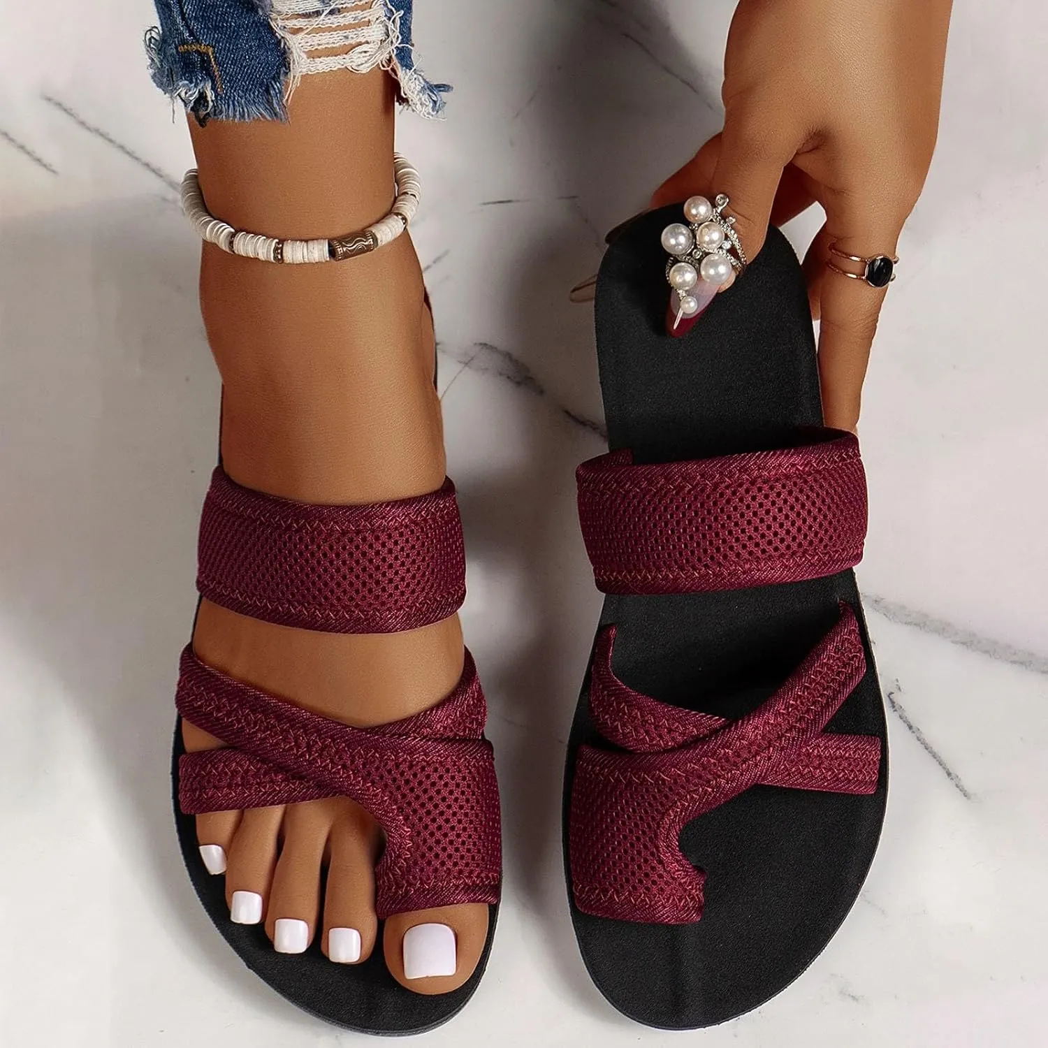 Orthopedic Sandals for Women Wide Width 2024 Comfy Platform Sandal Shoes Summer Beach Travel Shoe Slipper Flip Flop Sandals