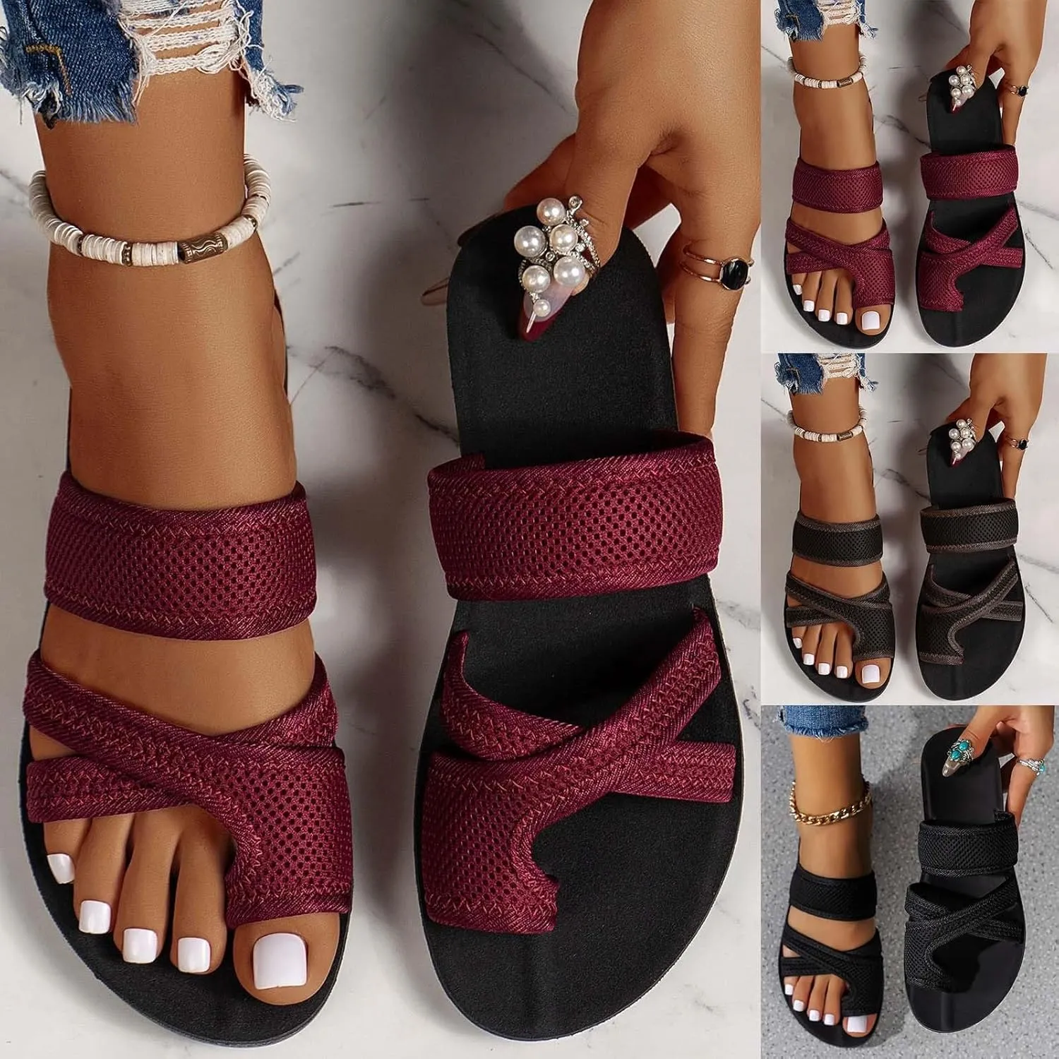 Orthopedic Sandals for Women Wide Width 2024 Comfy Platform Sandal Shoes Summer Beach Travel Shoe Slipper Flip Flop Sandals