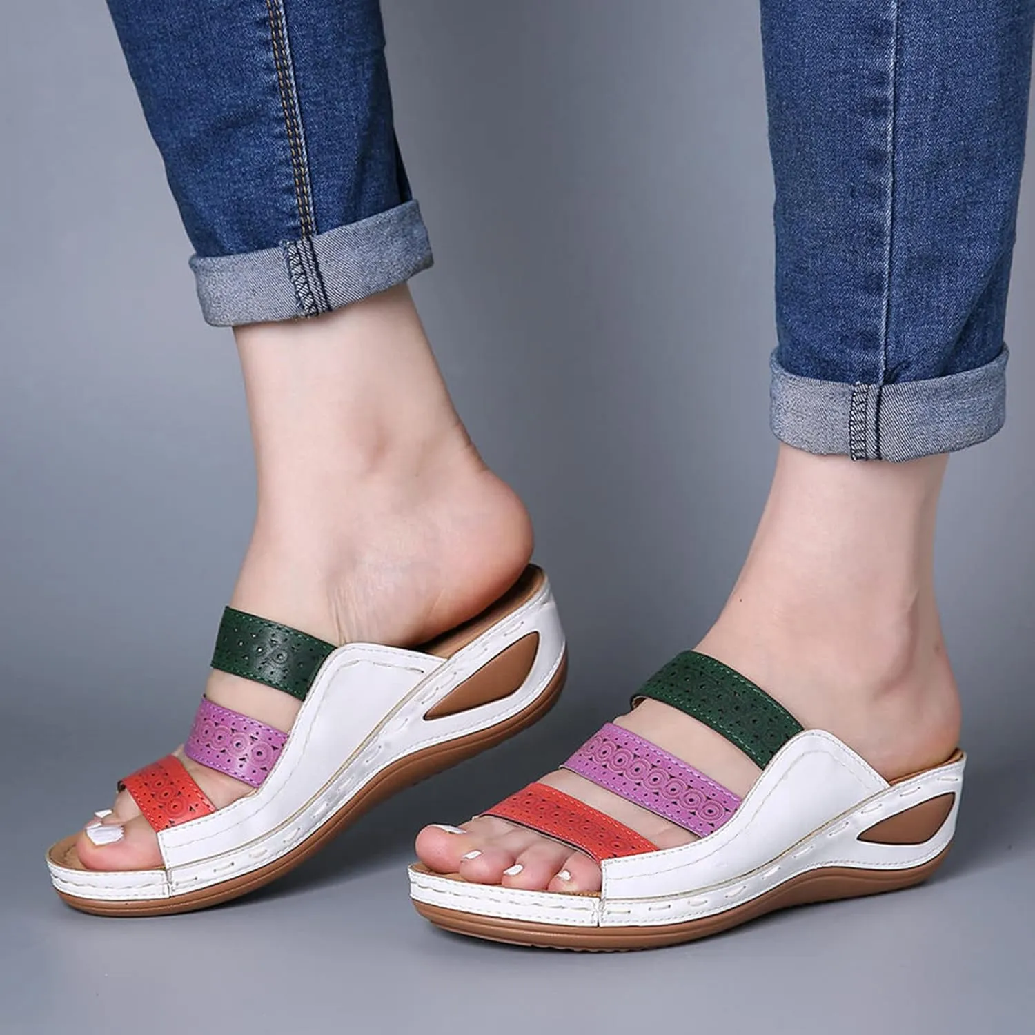 Orthopedic Slipper with Arch Support for Women Washable Orthopedic Women Flats Sandals Womens Summer Shoes with Arch Support Orthotic Womens Dressy Sandals Wide Womens Arch Support Sandals Orthotic