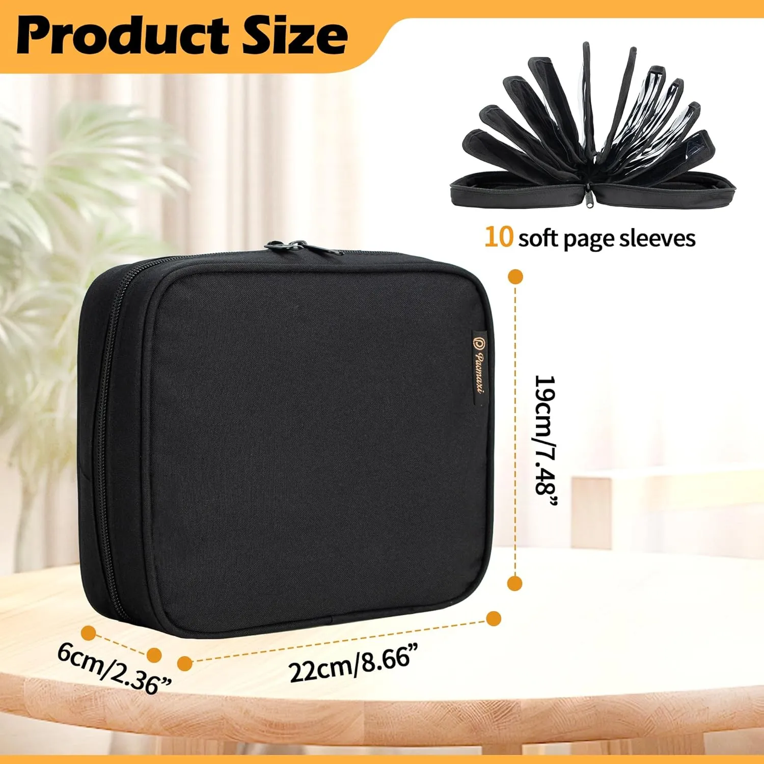 PACMAXI Portable Travel Brooch Carrying Case for Enamel and Lapel Pins - Storage Organizer With 10 Pages, Holds Up to 160 Pins - Collections Display Bag