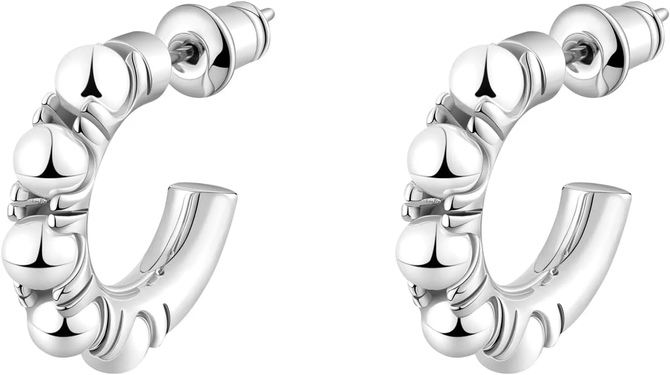 Pearl Earrings for Woman Trendy Silver Hoops Simple Pearl Hoop Earrings for Woman Gift and Wedding
