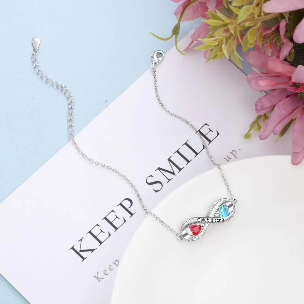 Personalized Anklets for Women, Custom Engrave Name/Birthstone/Letter Anklet for Women Silver Name Charm Bracelet Summer Beach Jewelry for Women