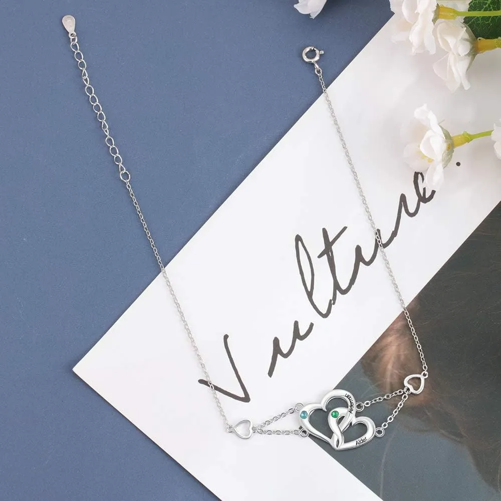 Personalized Anklets for Women, Custom Engrave Name/Birthstone/Letter Anklet for Women Silver Name Charm Bracelet Summer Beach Jewelry for Women