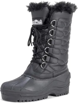 POLAR Womens Nylon Cold Weather Outdoor Snow Duck Winter Rain Lace Boo