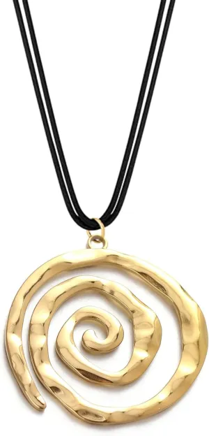 POYAMUSE Chunky Spiral Swirl Necklace - Aesthetic Grunge Jewelry for Trendy Looks, Boho Choker Necklace - Bohemia Jewelry for Women