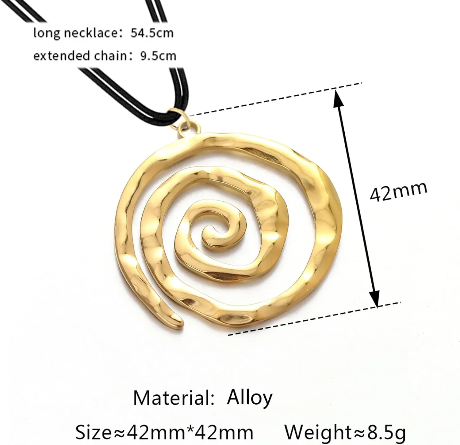 POYAMUSE Chunky Spiral Swirl Necklace - Aesthetic Grunge Jewelry for Trendy Looks, Boho Choker Necklace - Bohemia Jewelry for Women