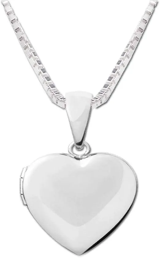 Precious Pieces Girl's Classic Sterling Silver Classic Heart Locket Necklace