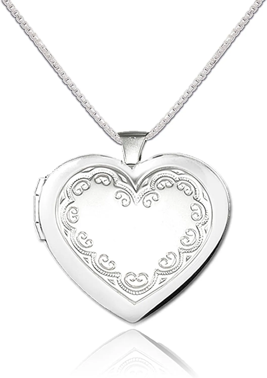 Precious Pieces Girl's or Women's Sterling Silver Heart Locket (Embellished) Necklace
