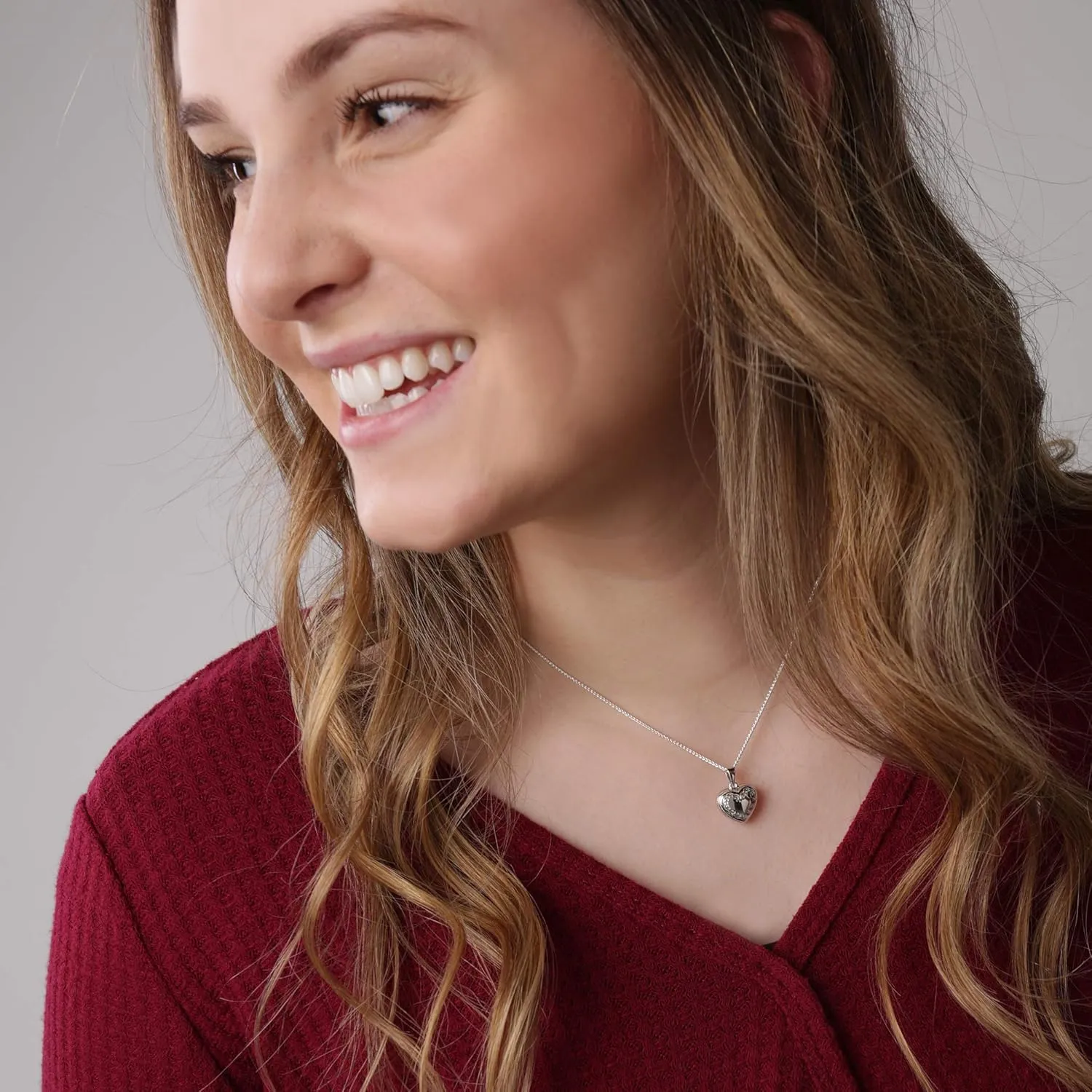 Precious Pieces Girl's or Women's Sterling Silver Heart Locket (Embellished) Necklace