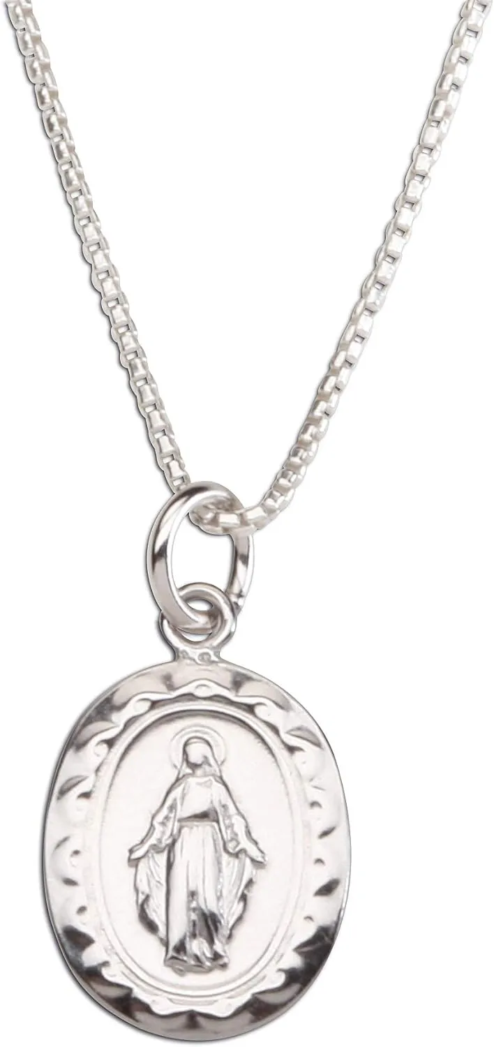Precious Pieces Girl's Sterling Silver Miraculous Necklace or Miraculous Cluster Necklace with Cultured Pearl and Cross