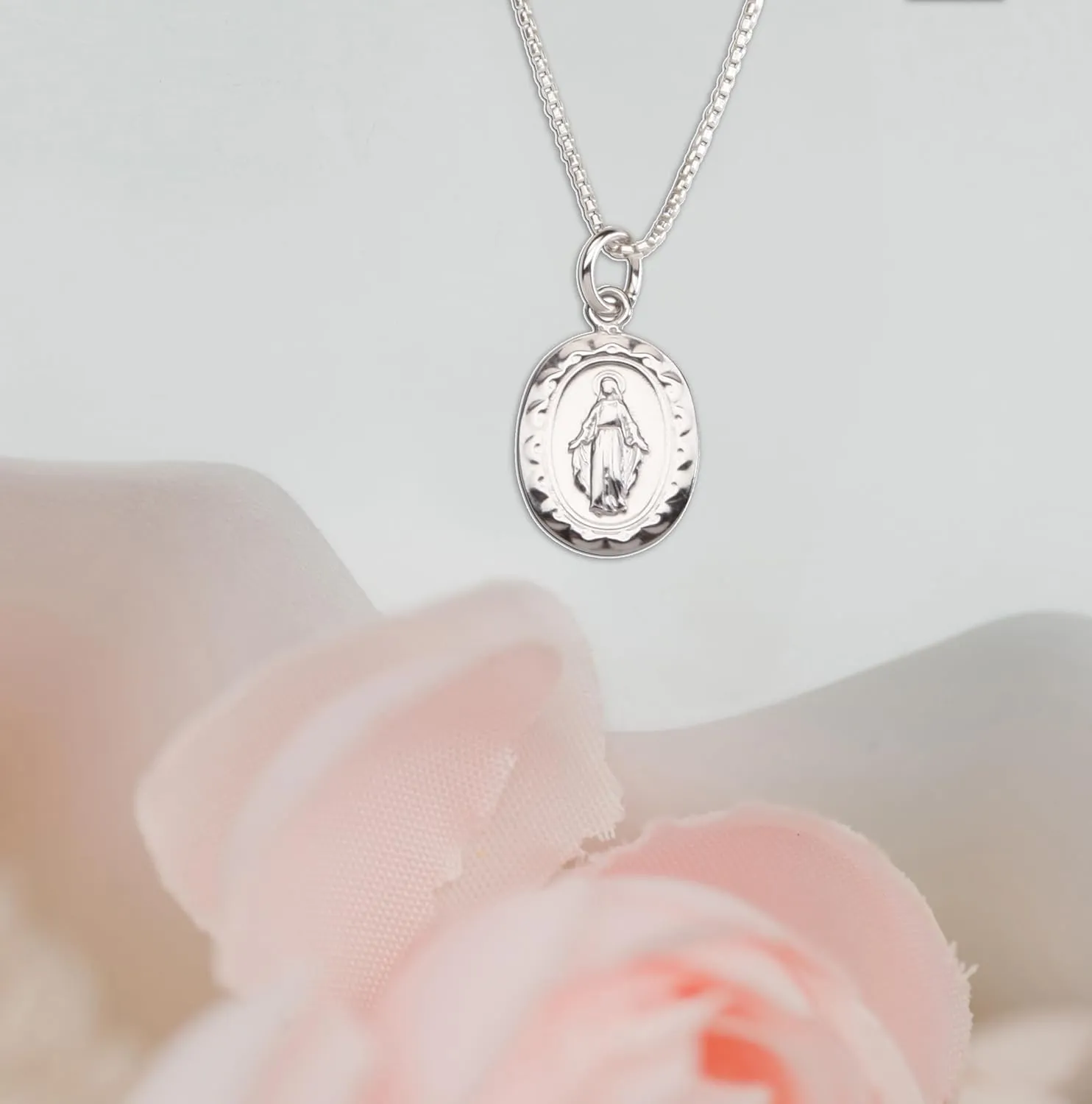 Precious Pieces Girl's Sterling Silver Miraculous Necklace or Miraculous Cluster Necklace with Cultured Pearl and Cross