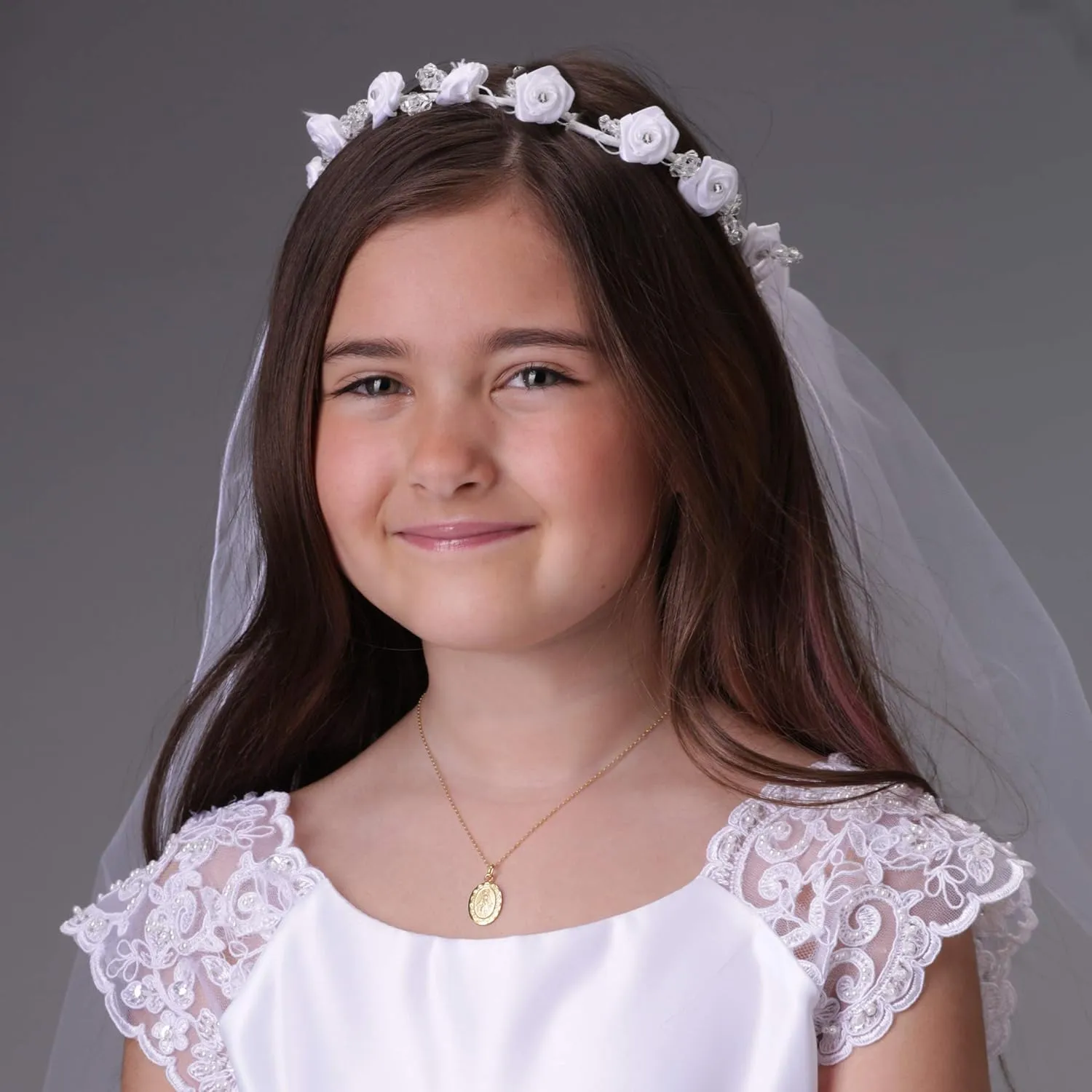 Precious Pieces Girl's Sterling Silver Miraculous Necklace or Miraculous Cluster Necklace with Cultured Pearl and Cross