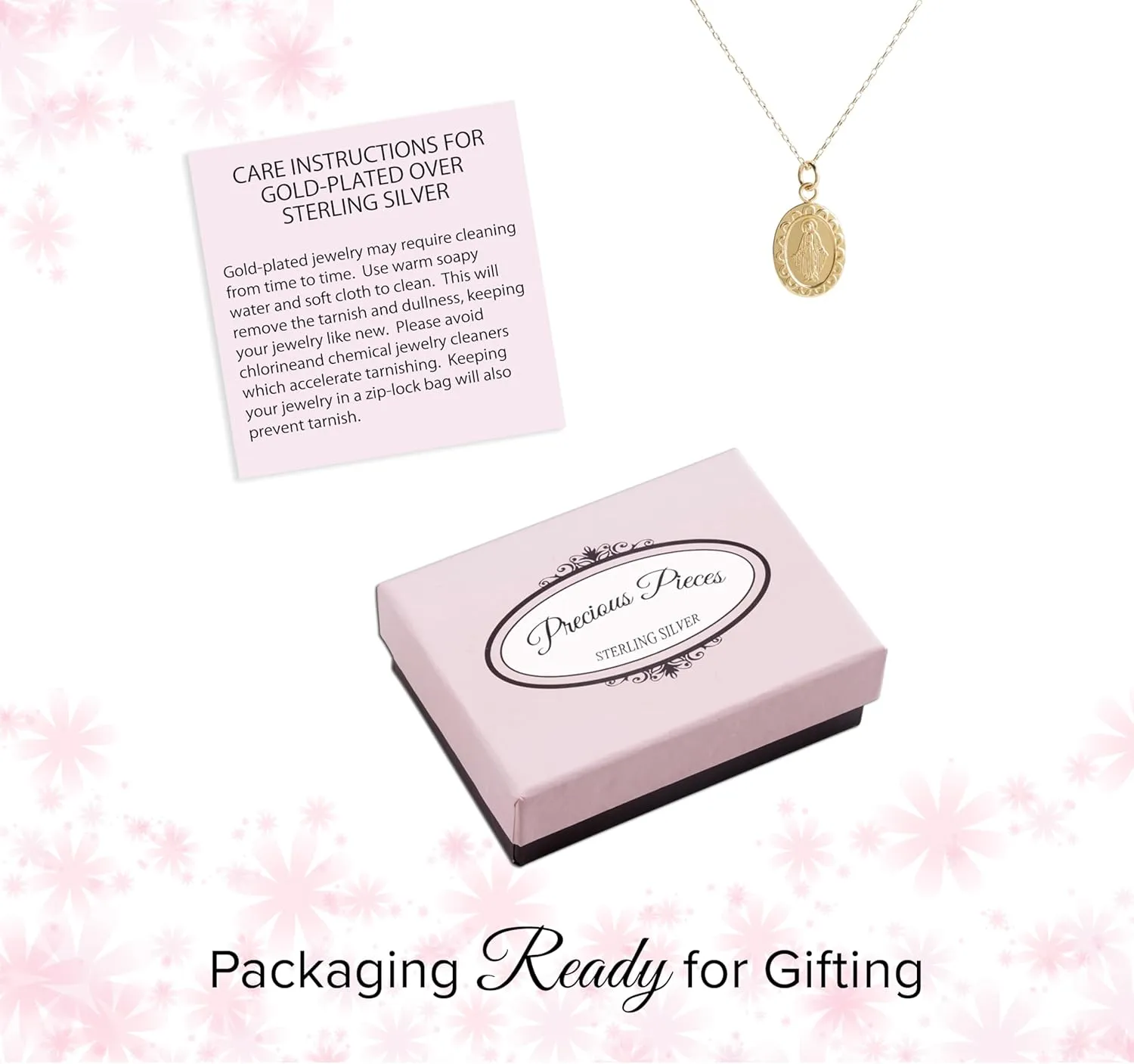 Precious Pieces Girl's Sterling Silver Miraculous Necklace or Miraculous Cluster Necklace with Cultured Pearl and Cross