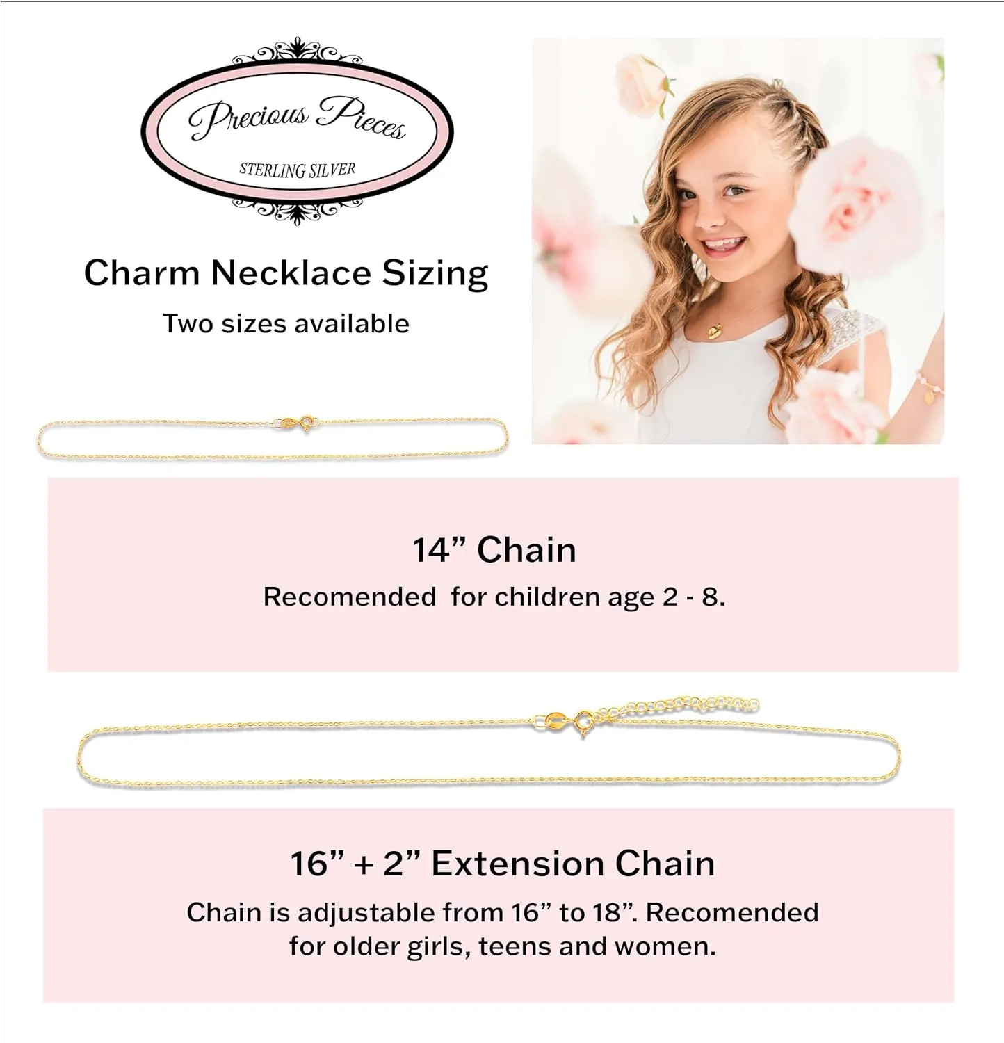 Precious Pieces Girl's Sterling Silver or 14K Gold-Plated CZ Cross Necklace for Baptism, First Communion, or Confirmation Gift