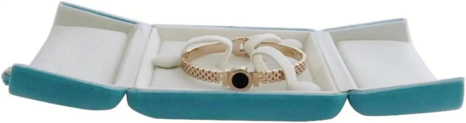 Premium Grade Luxurious Aqua Velvet Jewelry Case for Bracelet Bangle Storage Present Box