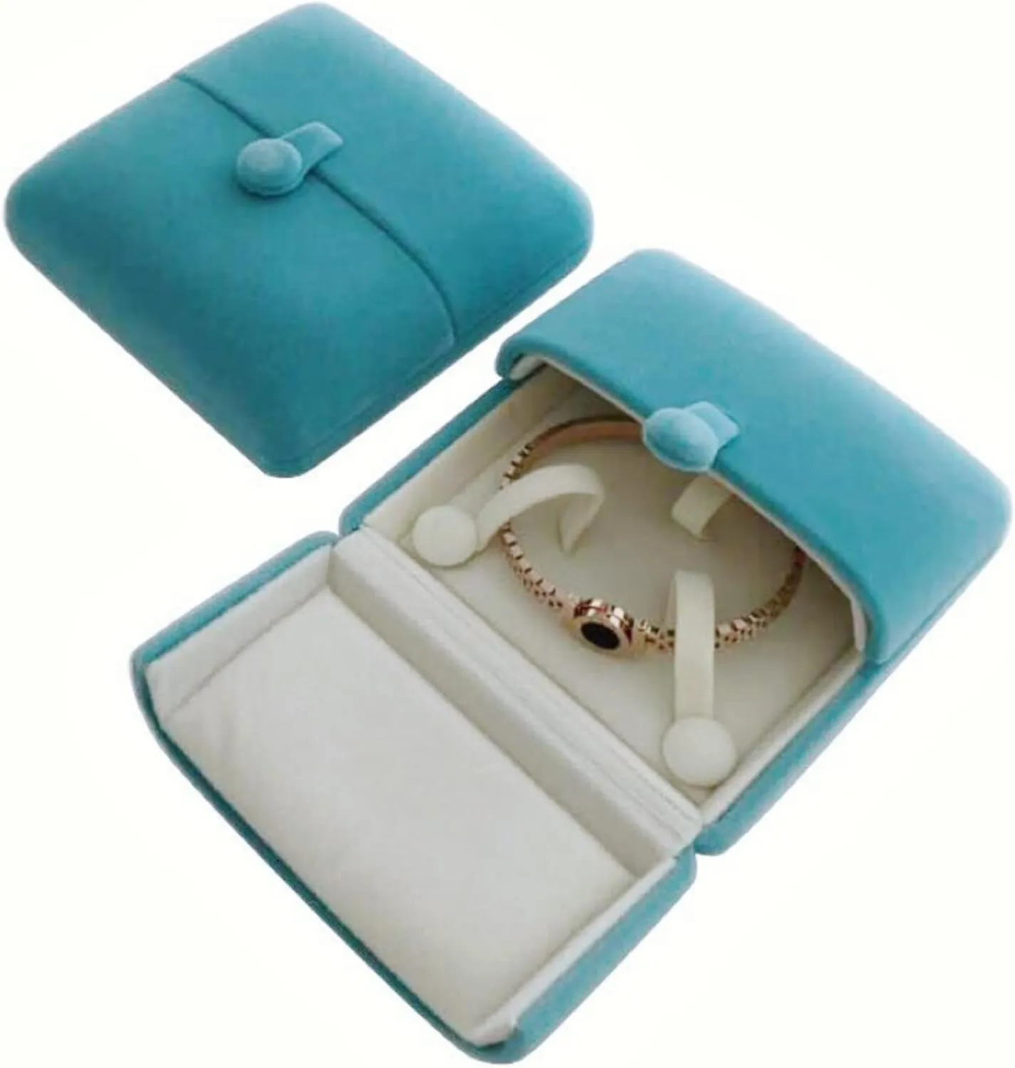 Premium Grade Luxurious Aqua Velvet Jewelry Case for Bracelet Bangle Storage Present Box