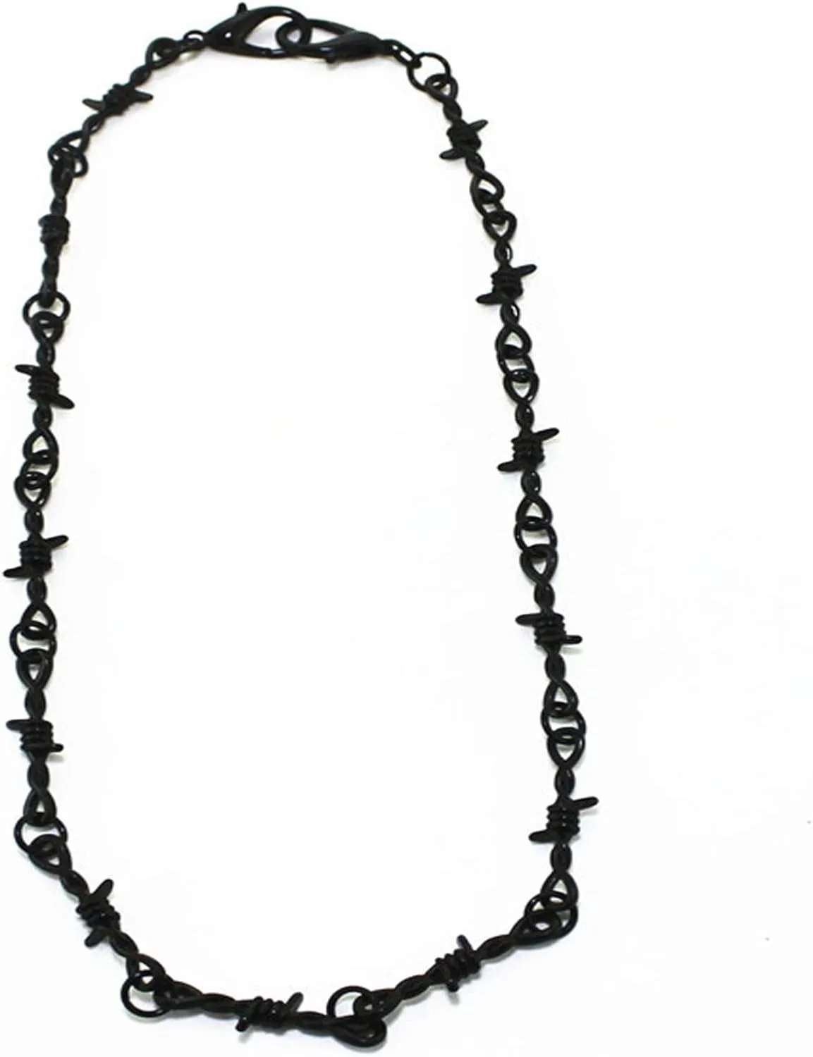 Punk Barbed Wire Thorns Chunky Brambles Metal Link Chain Adjustable Necklace Safety Spur Duty Padlock Flame Necklace Cool Hiphop Rock Choker Jewelry for Women Men