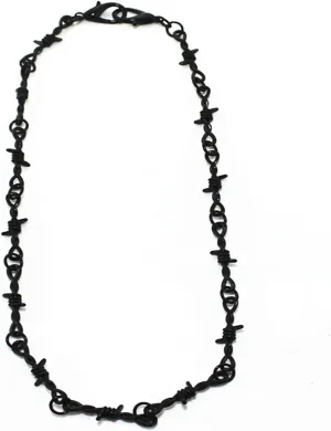 Punk Barbed Wire Thorns Chunky Brambles Metal Link Chain Adjustable Necklace Safety Spur Duty Padlock Flame Necklace Cool Hiphop Rock Choker Jewelry for Women Men