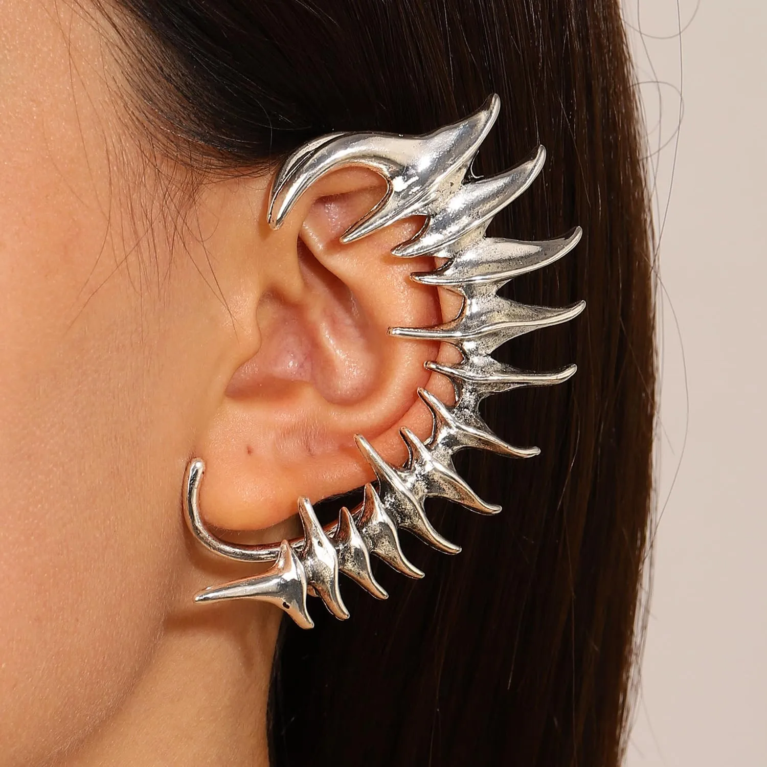 Punk Devil Ear Cuff Earring - Vintage Dragon Claw Gothic Cartilage Ear Wrap Earrings for Women - Halloween Jewelry