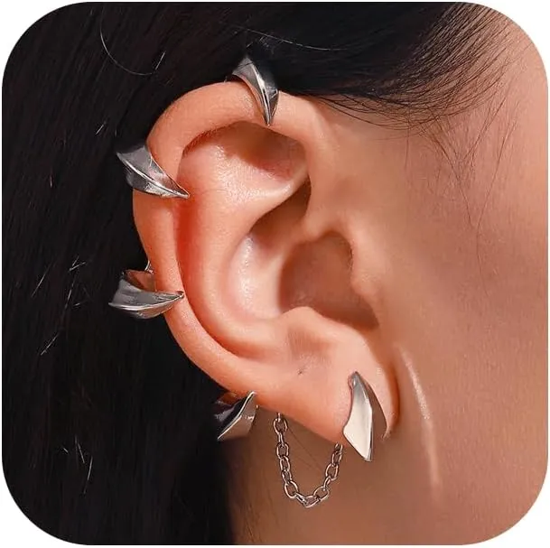 Punk Devil Ear Cuff Earring - Vintage Dragon Claw Gothic Cartilage Ear Wrap Earrings for Women - Halloween Jewelry