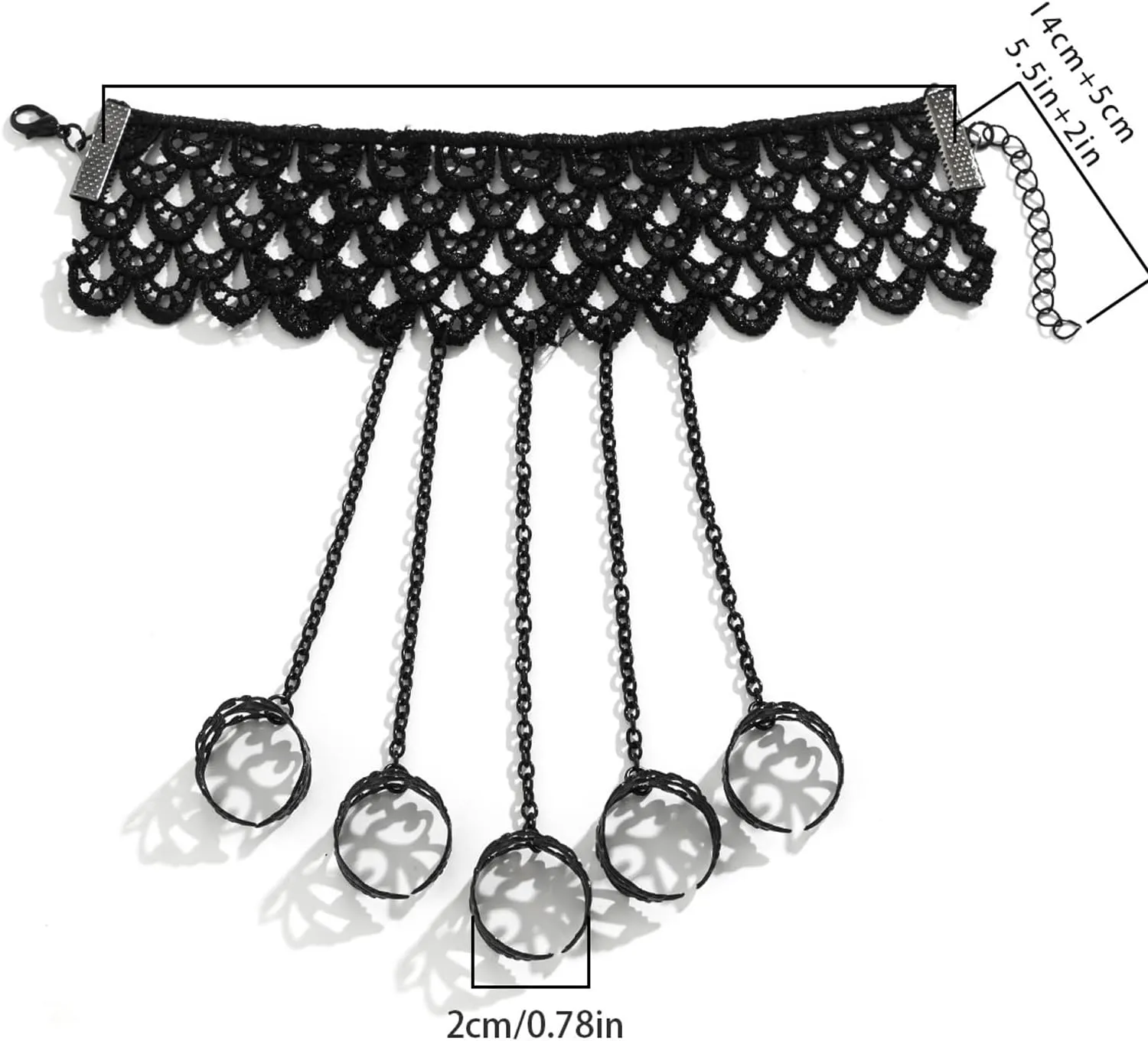 Punk Finger Bracelets with Ring,Exaggerated Finger Wrist Chains Gothic Halloween Body Accessory Jewelry for Women