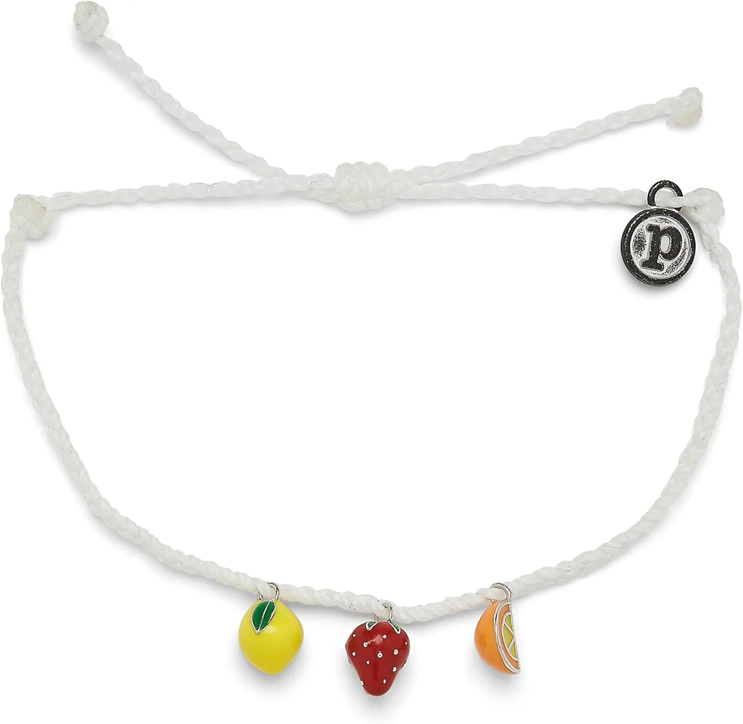 Pura Vida Gold or Silver Fruit Bracelet - 100% Waterproof, Adjustable Band - Plated Brand Charm