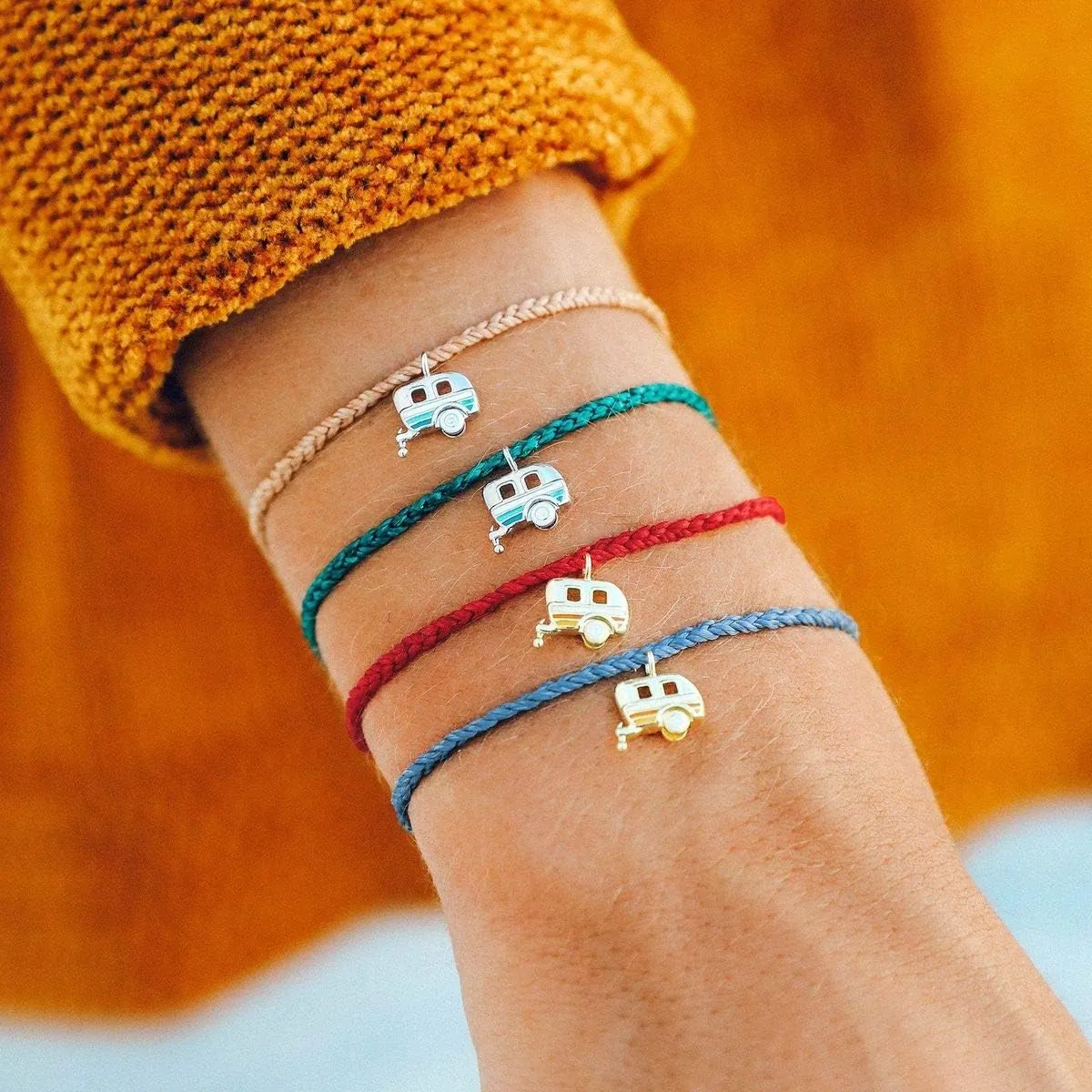 Pura Vida Silver or Gold On the Road Bracelet - 100% Waterproof, Adjustable Band - Brand Charm