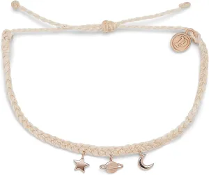 Pura Vida Silver or Rose Gold Cosmic Charms Bracelet - 100% Waterproof, Adjustable Band - Brand Charm