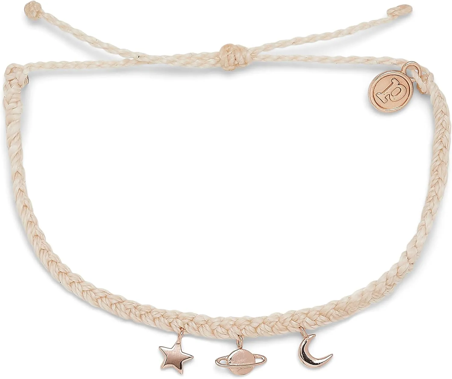 Pura Vida Silver or Rose Gold Cosmic Charms Bracelet - 100% Waterproof, Adjustable Band - Brand Charm