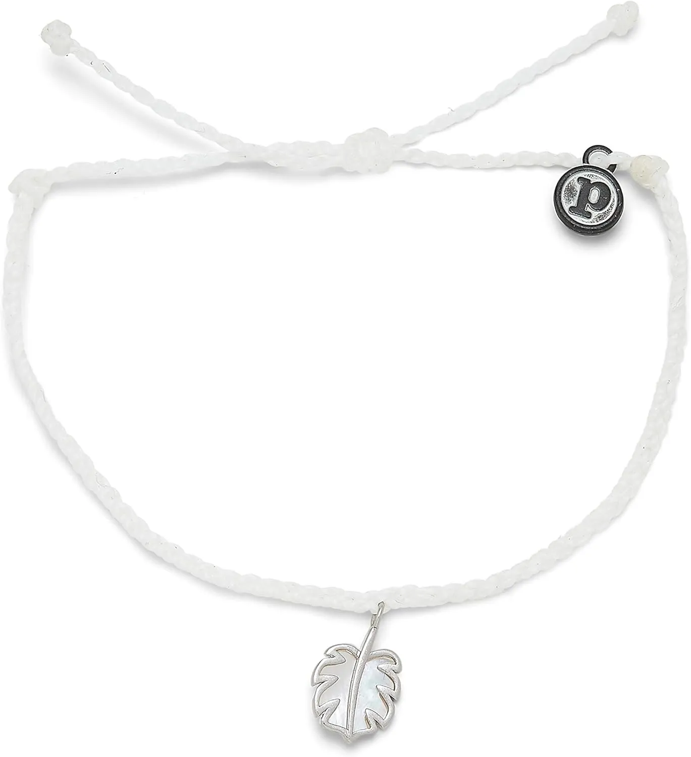 Pura Vida Silver or Rose Gold Mother of Pearl Monstera Bracelet - 100% Waterproof, Adjustable Band