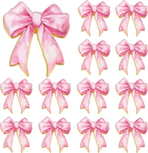 Quelay 24 Pcs Pink Bow Brooch Pins for Women Coquette Bow Lapel Pins Bulk Enamel Bowtie Brooch Gifts for Wedding Graduation Preppy Teacher Dress Suit Shirts Hats Accessories