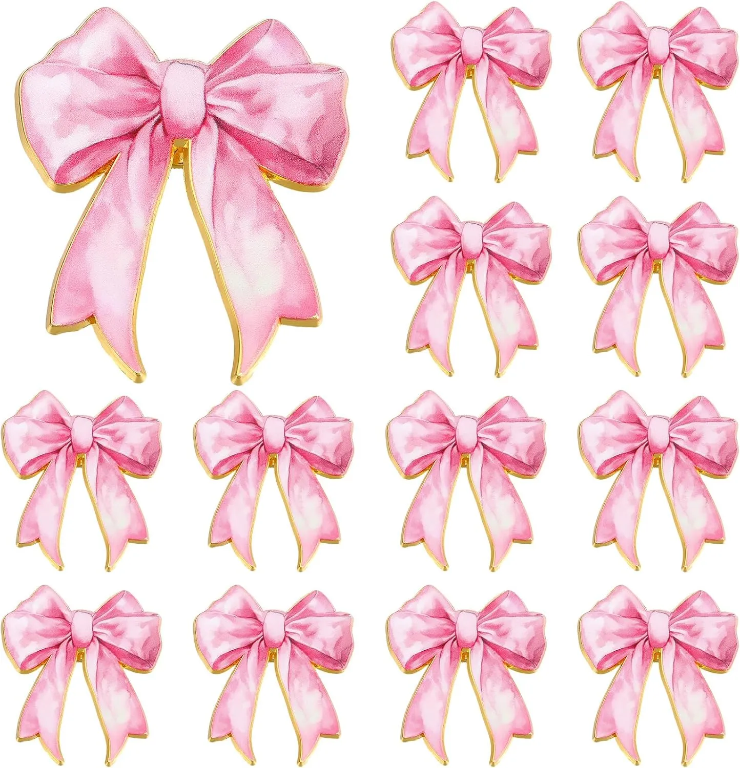 Quelay 24 Pcs Pink Bow Brooch Pins for Women Coquette Bow Lapel Pins Bulk Enamel Bowtie Brooch Gifts for Wedding Graduation Preppy Teacher Dress Suit Shirts Hats Accessories