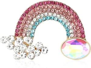 Rainbow Cloud Brooch Pin Colorful Crystal Rhinestone Brooches Lapel Backpack Badge Hat Bag Cute Decoration Gold Tone Wedding Party Accessories for Women Girls Friendship Gift