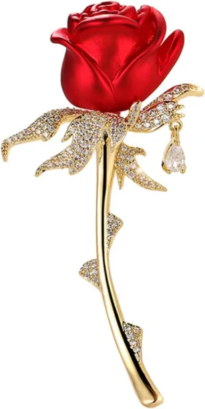 Red Rose Flower Brooches and Pins for Women Costume Jewelry Brooch Pins Broches Jewelry for Women Elegant Lady Pin