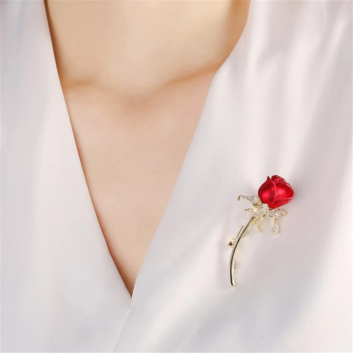 Red Rose Flower Brooches and Pins for Women Costume Jewelry Brooch Pins Broches Jewelry for Women Elegant Lady Pin
