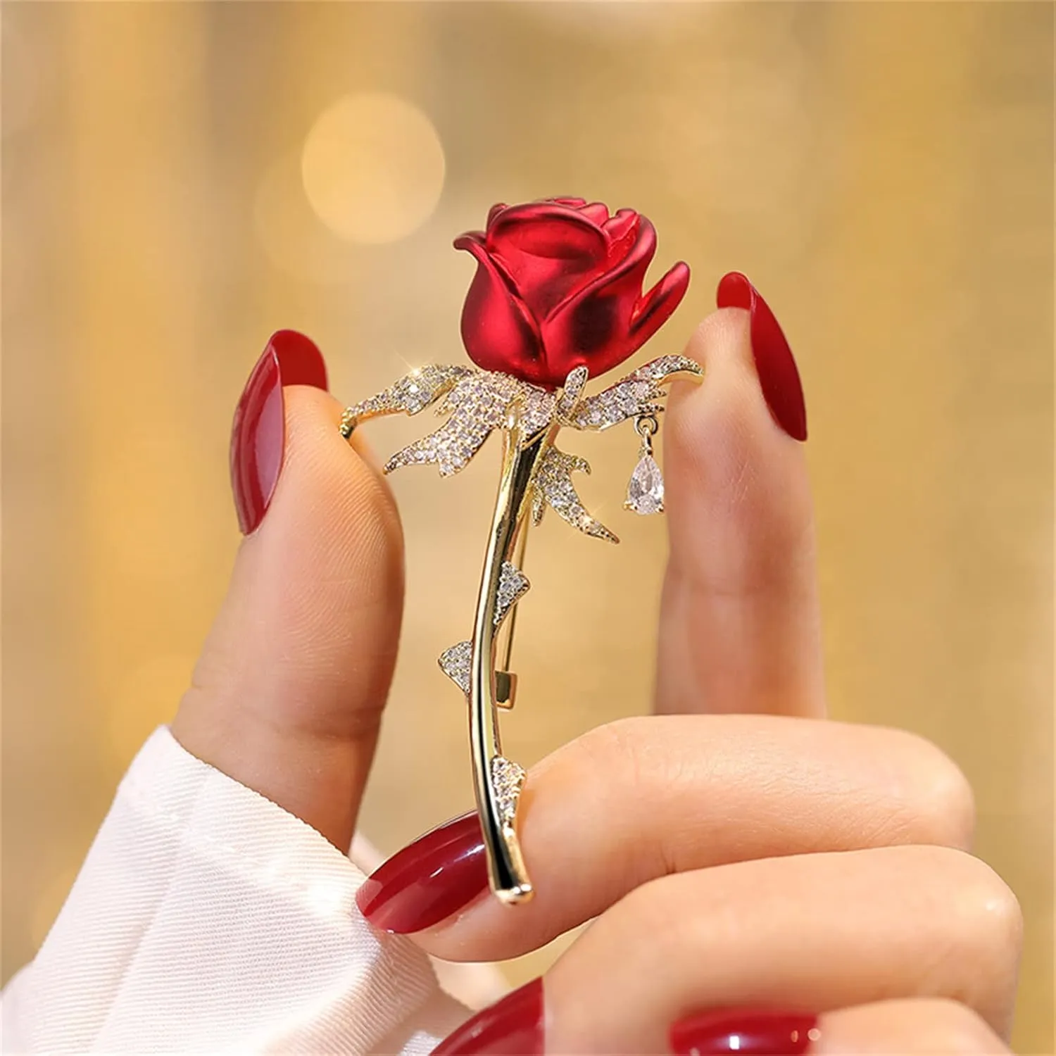 Red Rose Flower Brooches and Pins for Women Costume Jewelry Brooch Pins Broches Jewelry for Women Elegant Lady Pin