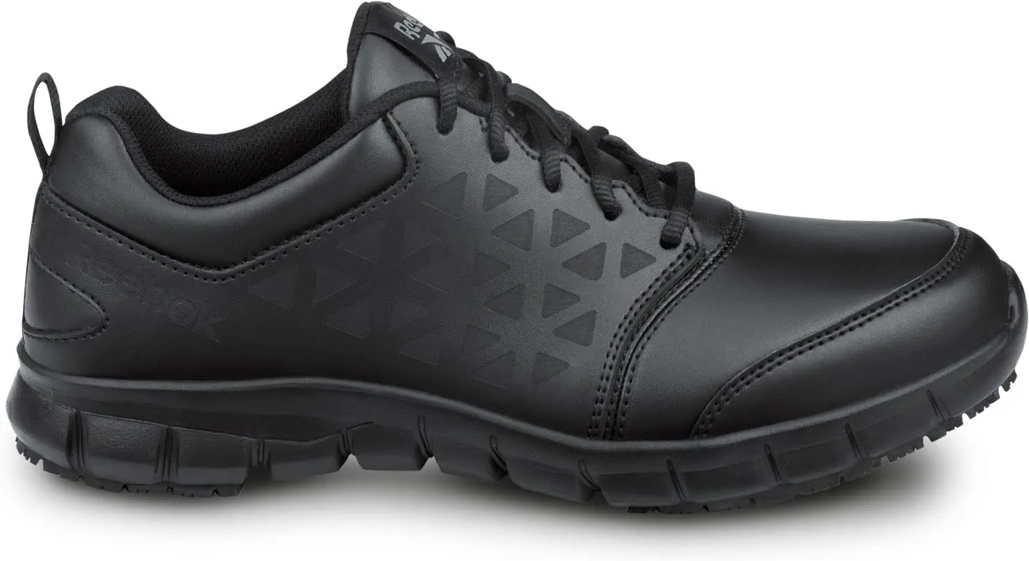 Reebok Work Sublite Cushion Work, Men's, Black, Athletic Style, MaxTrax Slip Resistant, Soft Toe Work Shoe