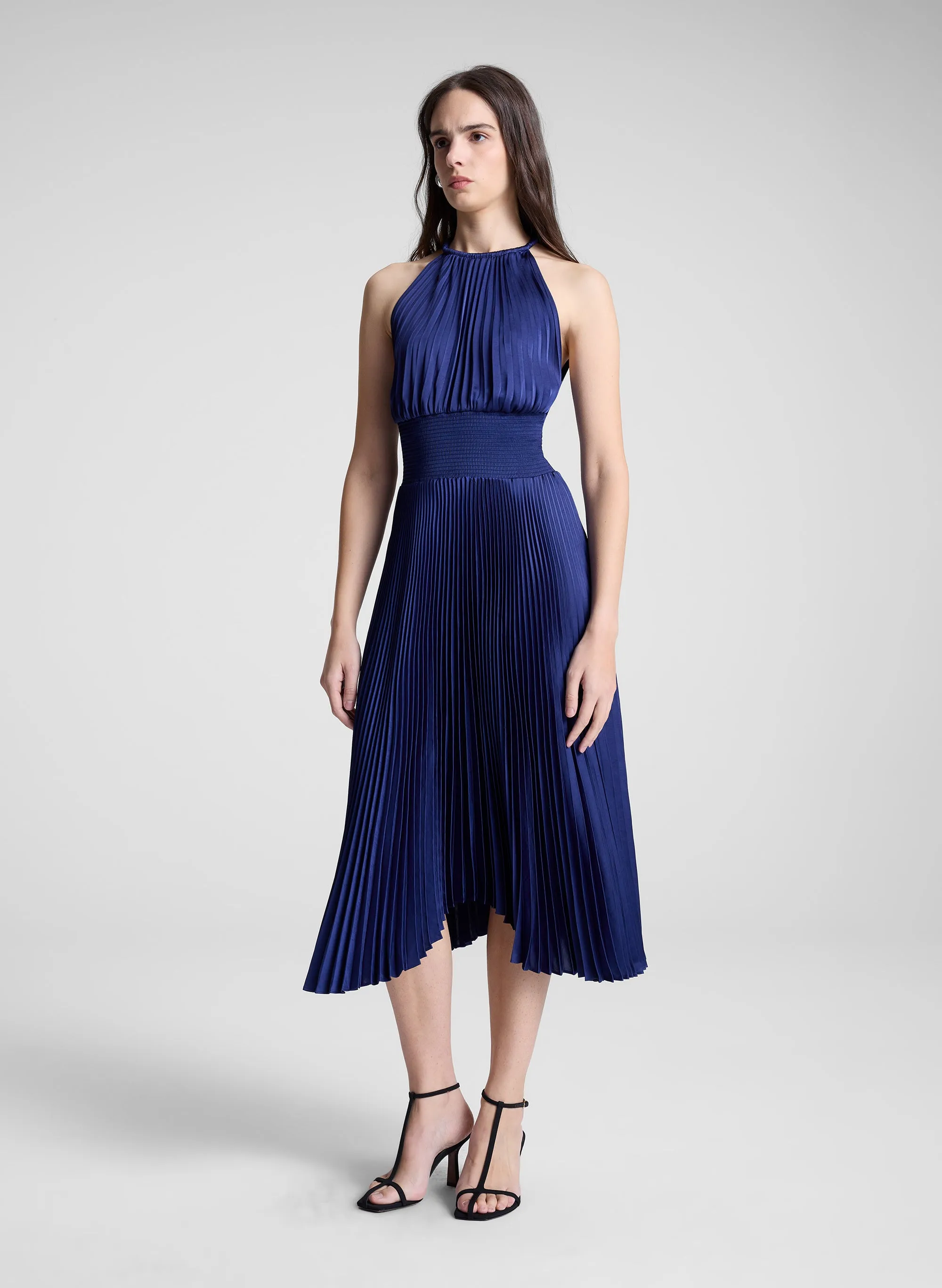 Renzo II Satin Pleated Dress