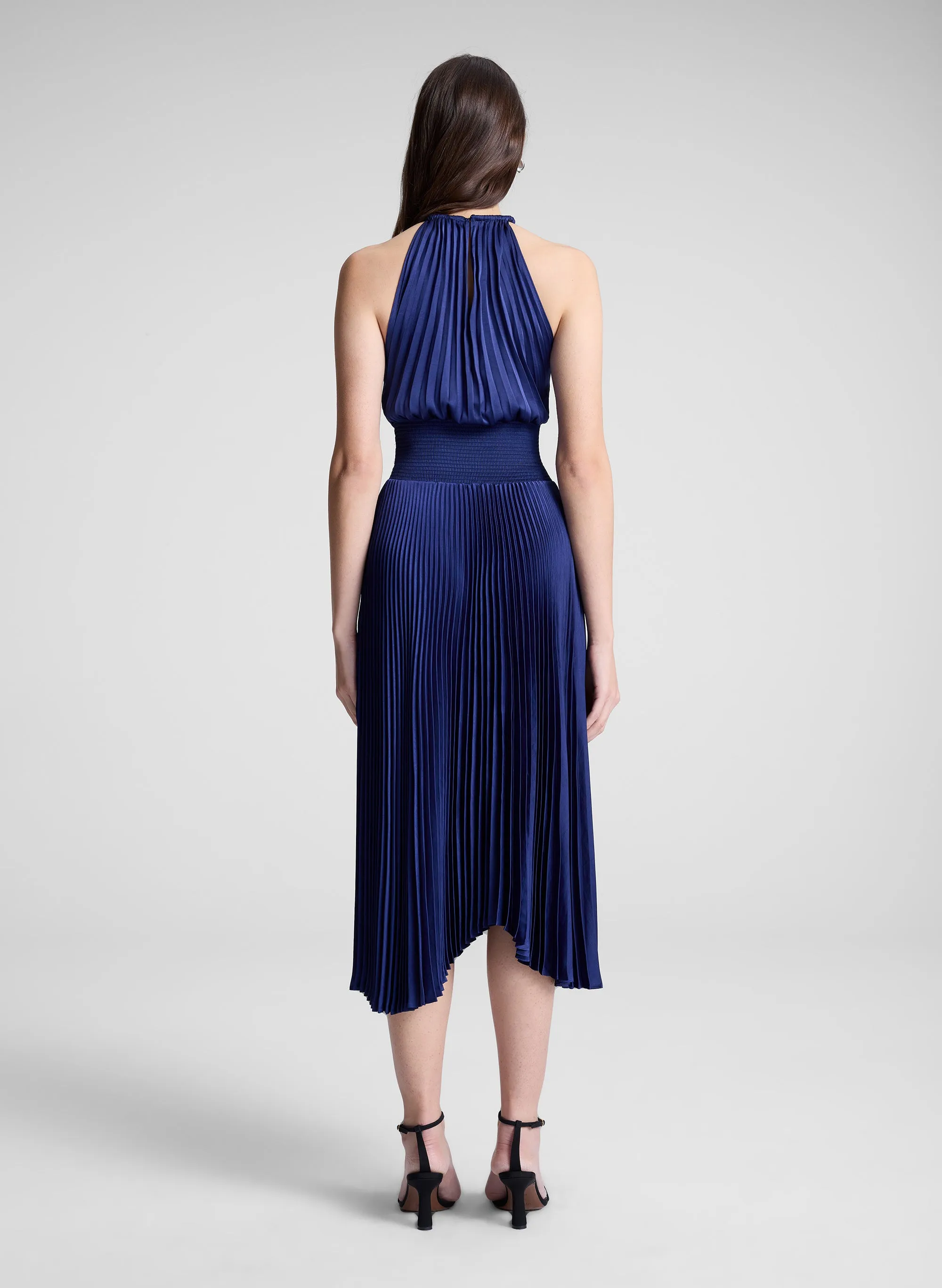 Renzo II Satin Pleated Dress