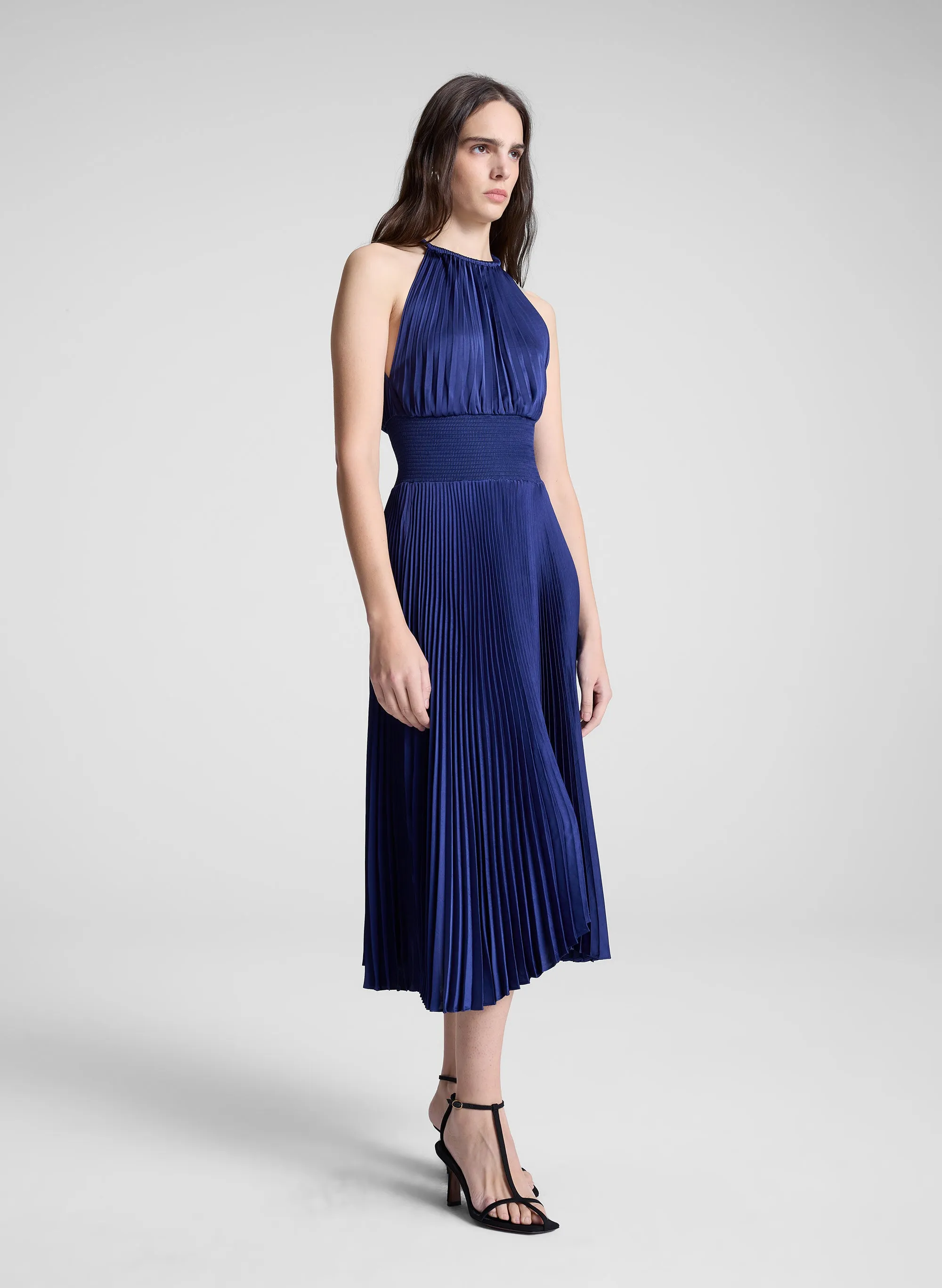 Renzo II Satin Pleated Dress
