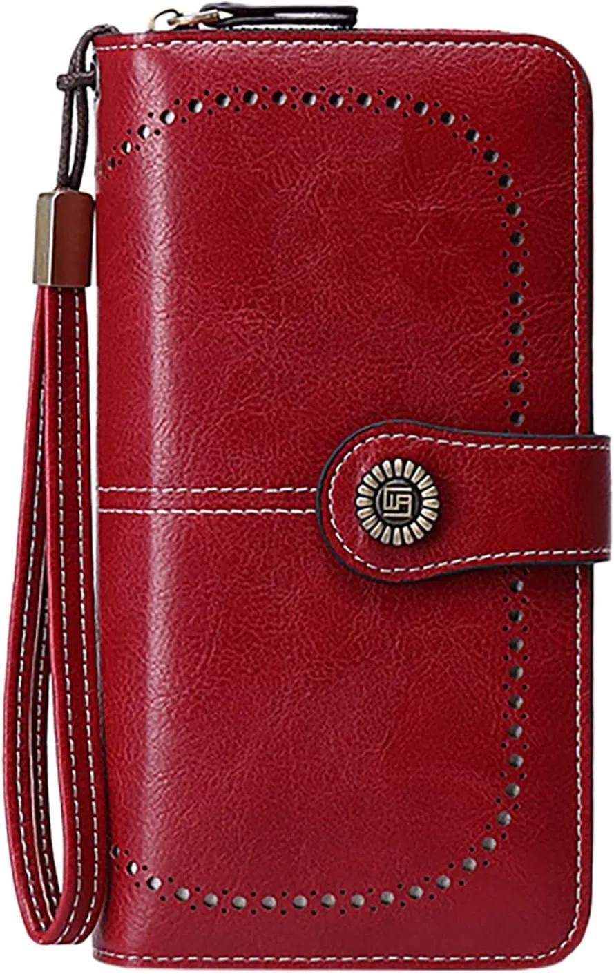 Rfid Wallet Women,2024 New Leather Wristlet Wallets for Women,Zip Around Rfid Blocking Large Capacity Bifold Credit Card Holder Clutch Purses,Travel Wallet for Girls Women Ladies Mom
