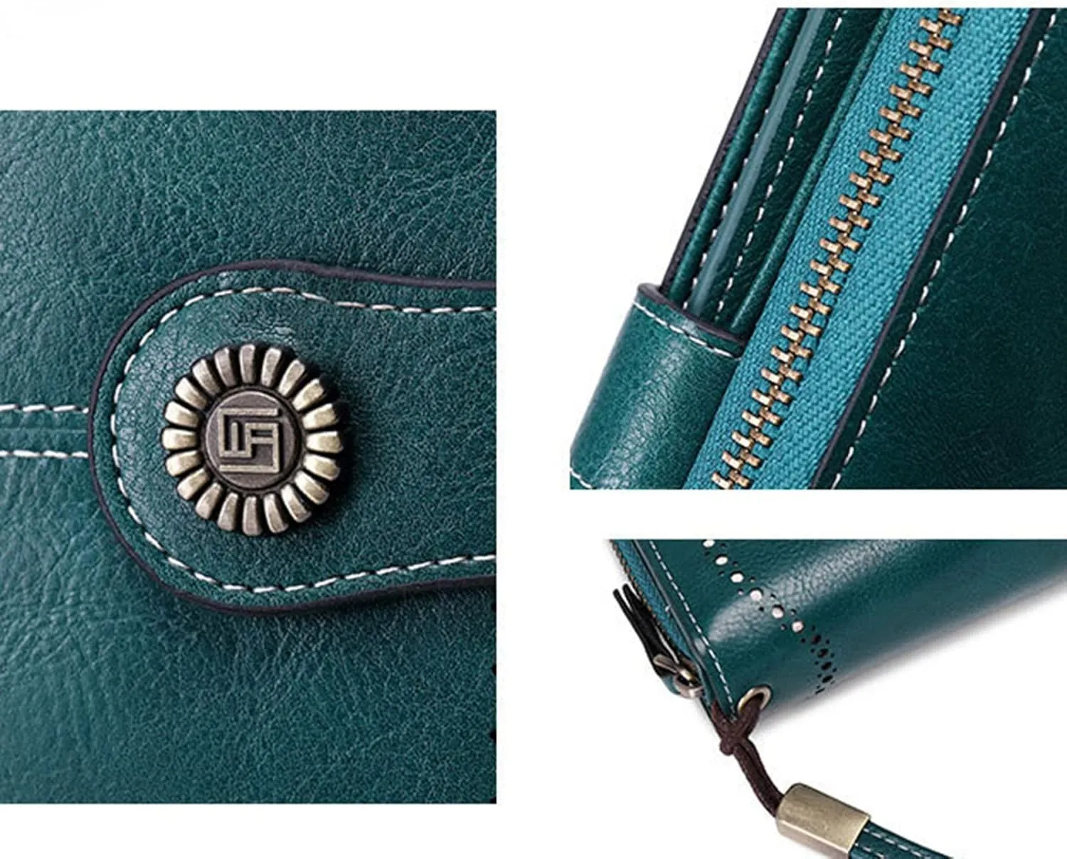 Rfid Wallet Women,Leather Wallet Women Wristlet,Large Capacity Bifold Zip Around Rfid Blocking Credit Card Wallet Clutch Purses,Travel Wallet for Mom Girls Women Ladies, Brown