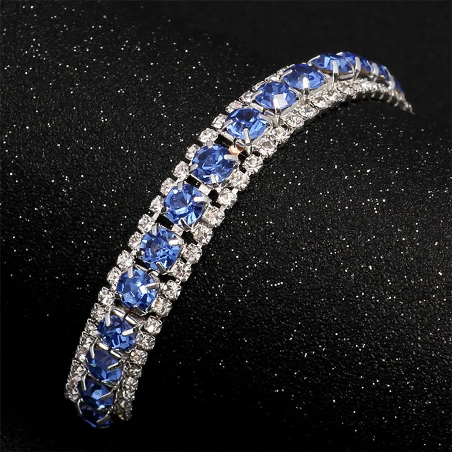 Rhinestone Bracelet for Women Silver Prom Jewelry Cuff Crystal Tennis Bracelets Formal Wedding Party Dress Outfits Accessories