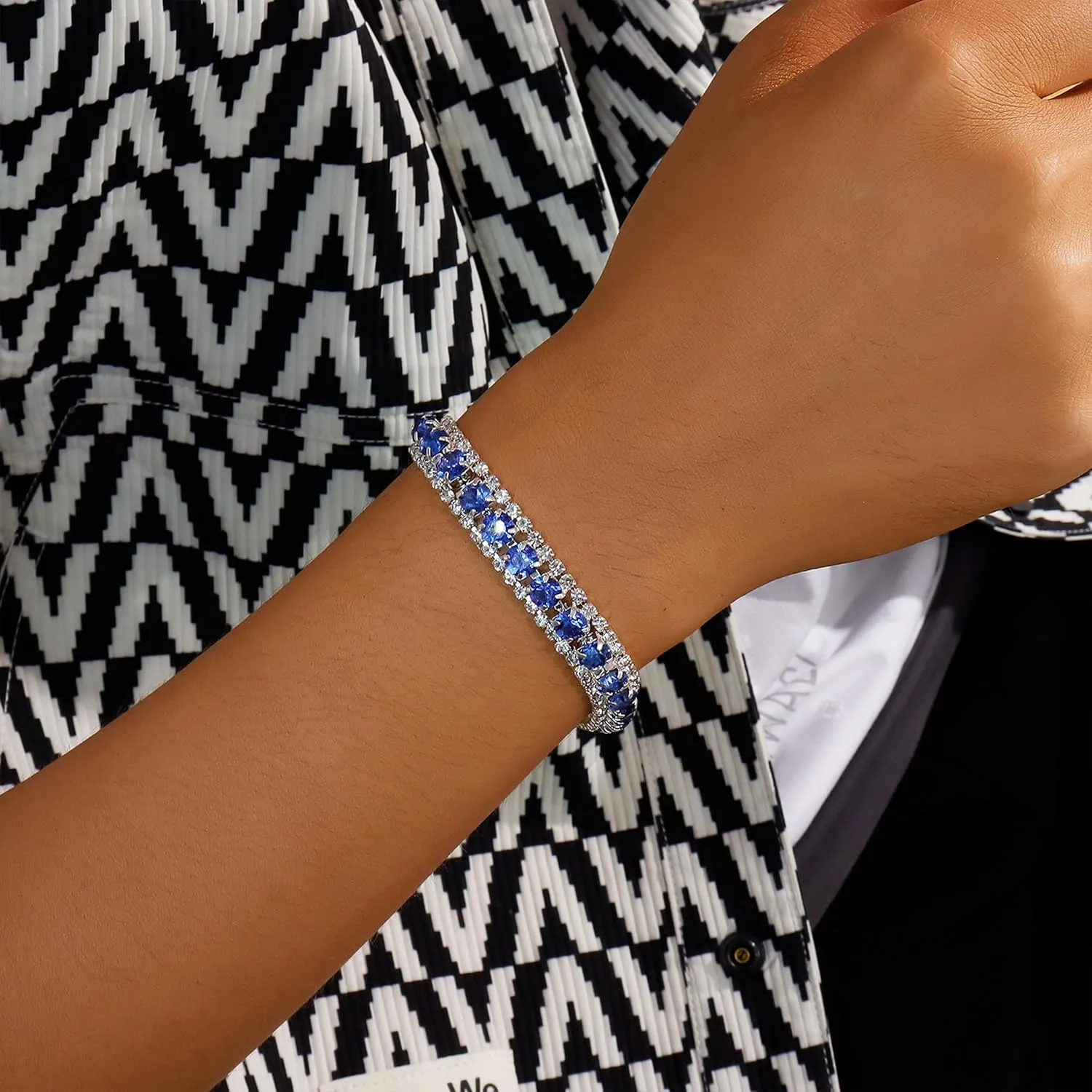 Rhinestone Bracelet for Women Silver Prom Jewelry Cuff Crystal Tennis Bracelets Formal Wedding Party Dress Outfits Accessories