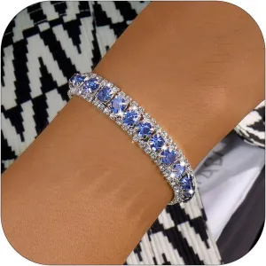 Rhinestone Bracelet for Women Silver Prom Jewelry Cuff Crystal Tennis Bracelets Formal Wedding Party Dress Outfits Accessories