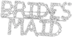 Rhinestone Bride Brooch Pin for Women Girls Fashion Crystal Letter Wedding Bouquet Brooches Lapel Pins Delicate Dress Accessories Jewelry Gift for Bachelorette & Bridal (Bridesmaid)