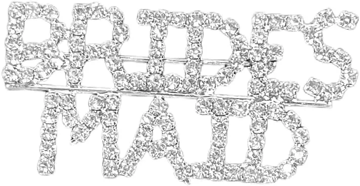 Rhinestone Bride Brooch Pin for Women Girls Fashion Crystal Letter Wedding Bouquet Brooches Lapel Pins Delicate Dress Accessories Jewelry Gift for Bachelorette & Bridal (Bridesmaid)