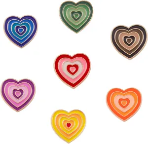 ROFARSO Colorful Love Heart Enamel Lapel Pin Set Cartoon Love Life Pin, Accessory for Backpacks Clothing Bags Hats Shirts (7piccs pin set)
